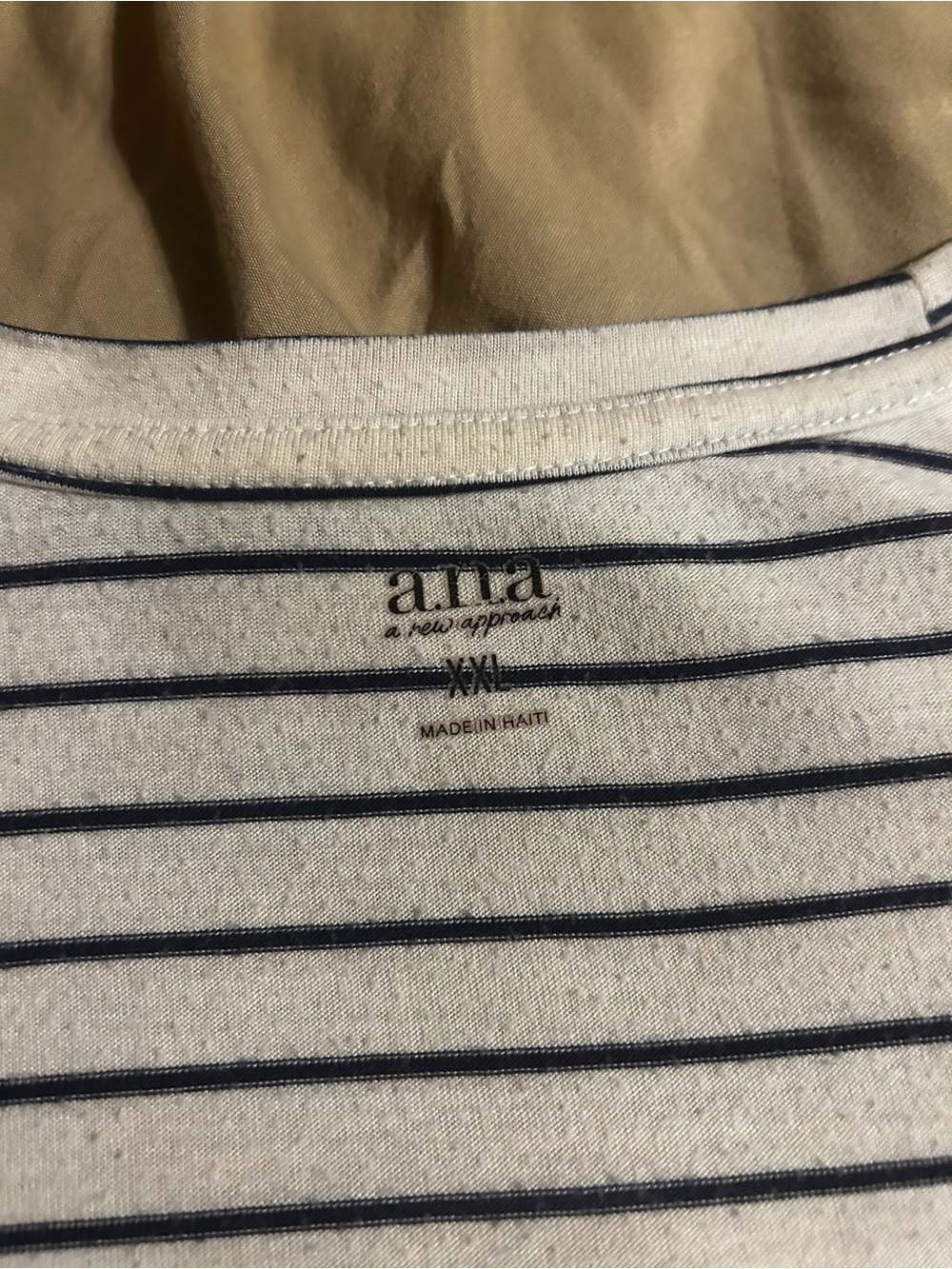 a.n.a White and Navy Stripe Scoop Neck Long Sleeve Top - Picture 3 of 5